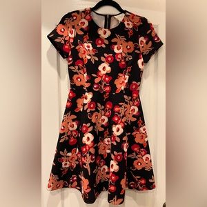 Kate spade black dress with pink and red flowers size 4